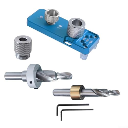 HEBEOT 1 Set Bohrführung, Stufenbohrer-Set aus Aluminiumlegierung mit verstellbarem Schieber und einem markierten Ausrichtungssystem für häufigen Gebrauch ohne Verformung (blau) von HEBEOT