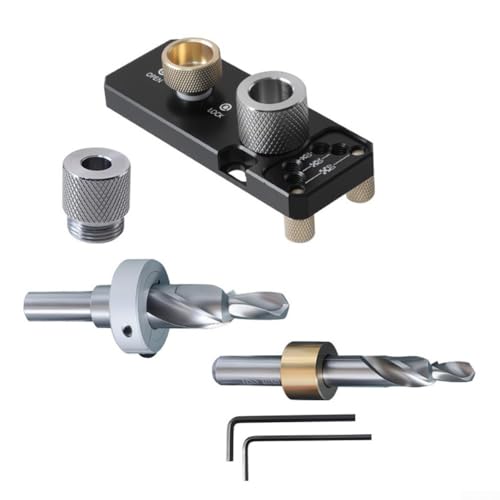 HEBEOT 1 Set Bohrführung, Stufenbohrer-Set aus Aluminiumlegierung mit verstellbarem Schieber und einem markierten Ausrichtungssystem für häufigen Gebrauch ohne Verformung (schwarz) von HEBEOT