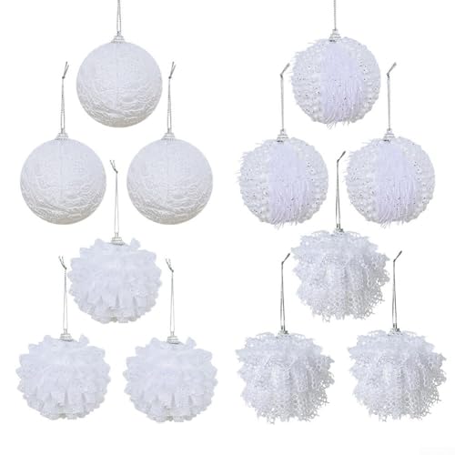 HEBEOT 12-teiliges Weihnachtskugel-Ornament, Weihnachtsbaumschmuck-Set mit Spitzenbesatz für eine erhöhte Urlaubsatmosphäre in privaten oder gewerblichen Bereichen von HEBEOT