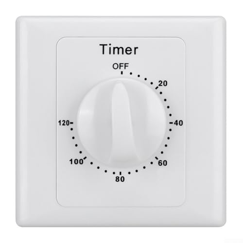 HEBEOT Countdown-Timer-Schalter, elektronisch, mechanisch, Countdown-Steuerung, Timer, Steckdose, Zeitschalter für den Heimgebrauch, 85 x 85 x 48 mm (120 Minuten) von HEBEOT