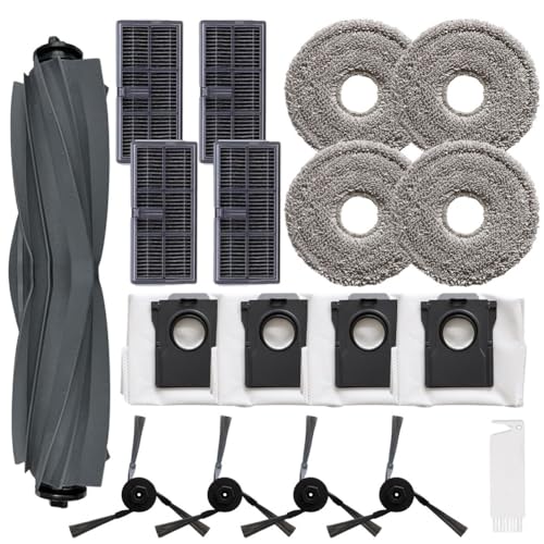 HEBEOT Ersatz Wischtuch Staubbeutel Seitenbürste Kit, Filter Mop Tuch Staubbeutel Seitenbürste Ersatzset für MOVA für P50 Pro, für Ultra Staubsauger von HEBEOT