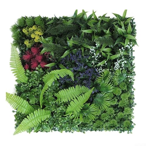 HEBEOT Kunstrasenwand Mischgras Wandpaneele Grünes Gras Quadratischer Kunststoffrasen für Zaun Sichtschutz Home Wanddekoration 50 cm x 50 cm (#1) von HEBEOT