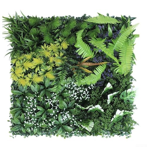 HEBEOT Kunstrasenwand Mischgras Wandpaneele Grünes Gras Quadratischer Kunststoffrasen für Zaun Sichtschutz Home Wanddekoration 50 cm x 50 cm (#3) von HEBEOT