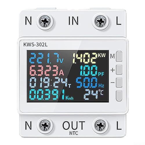 HEBEOT Smart Home Energie-Monitor, Wechselstrom-Energiezähler mit Countdown-Funktion für Hoch- und Niederspannungsverteilerschränke, Fabrikmontagelinien (KWS-302L) von HEBEOT