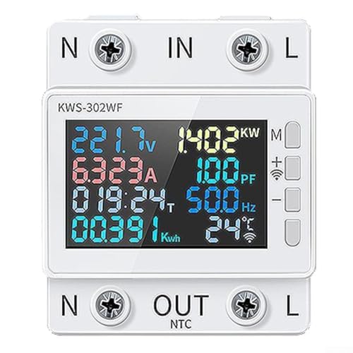 HEBEOT Smart Home Energie-Monitor, Wechselstrom-Energiezähler mit Countdown-Funktion für Hoch- und Niederspannungsverteilerschränke, Fabrikmontagelinien (KWS-302WF) von HEBEOT