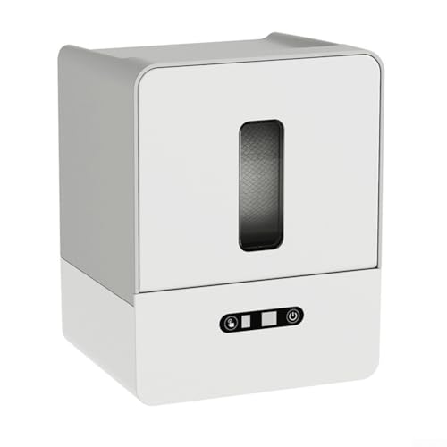 HEBEOT Smart Taschentuchbox für Badezimmer, Wandmontage, mit Bewegungsmelder, Nachtlicht, 3 einstellbare Ausgangslängen, automatischer Papierhandtuchspender (graue Batterie) von HEBEOT
