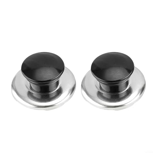 Kochgeschirrdeckel-Ersatzknauf-Set, 2 Griffe aus Bakelit und Edelstahl (schwarz) von HEBEOT