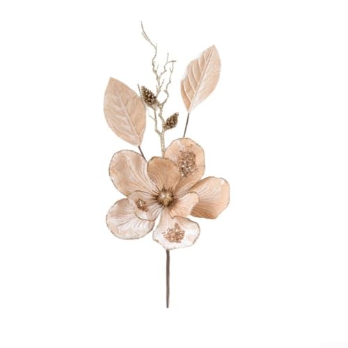 Künstliche Weihnachtsbaumblume mit dekorativen Pailletten für den Einsatz in Weihnachtskränzen, Blumensträußen und Tafelaufsätzen (Gold) von HEBEOT