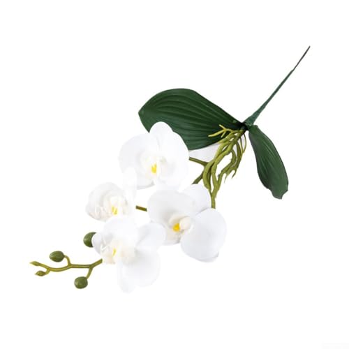 Realistische künstliche Phalaenopsis mit vier Köpfen, dekorativer Blumentopf für jeden Raum (weiß) von HEBEOT