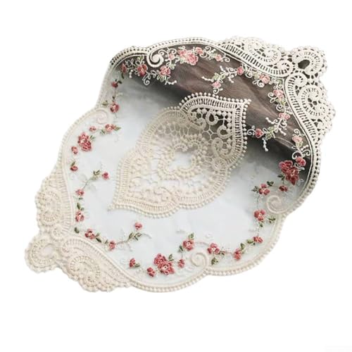 Retro Spitze Cup Untersetzer, elegante florale Tischdecke für Zuhause und besondere Anlässe, leicht zu reinigen (L) von HEBEOT