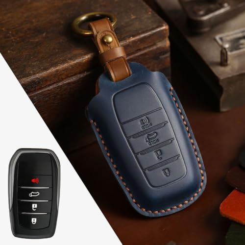 Secure Your Keys Lederabdeckung für Toyota für Land Cruiser/Venza 2016 2021 Funkschlüssel (blau) von HEBEOT