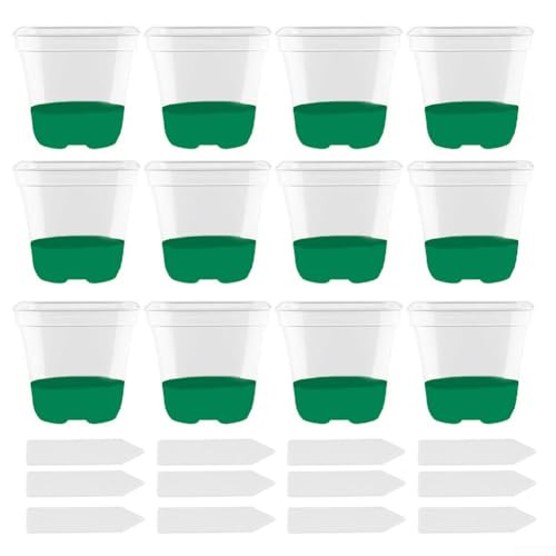 Set mit 12 transparenten Blumentöpfen mit Abflusslöchern und Etiketten, geeignet für Indoor-Gartenarbeit und Outdoor-Pflanzenstarter Set mit 12 transparenten Blumentöpfen mit Abflusslöchern und Etiketten, geeignet für Indoor-Gartenarbeit und Outdoor-Pflanzenstarter von HEBEOT