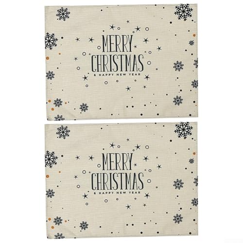 Stilvolle Tischset aus Leinen für Weihnachten 2-teiliges Tischset mit festlichen Motiven (B) von HEBEOT