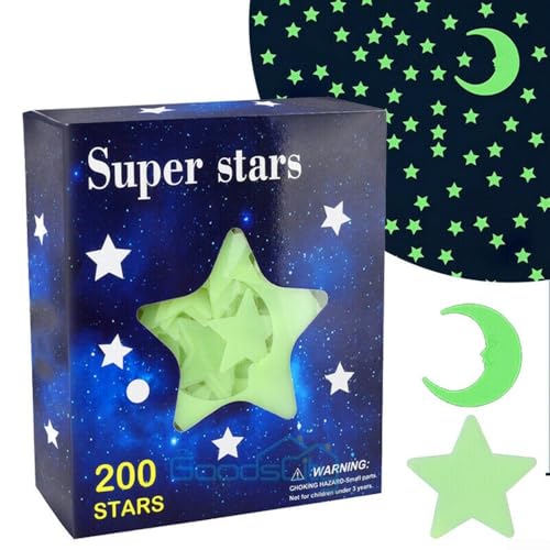 Ultra Long Lasting Glow in the Dark Stars & Moon Wall Decal Sticker von HEBEOT