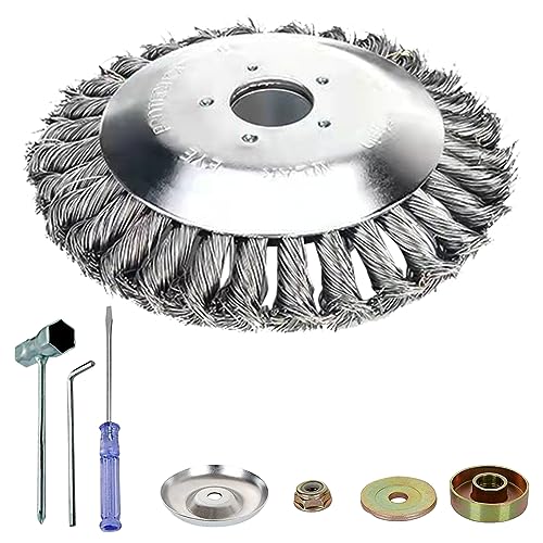 8" Unkrautbürste Freischneider, Upgrade Verdickt Stahlbürste Profi Unkrautbürste Freischneider Wildkrautbürste für Motorsense Kegelbürste für Rasentrimmer zur Effektiven Unkrautentfernung, Stahldraht von HEBERUCK