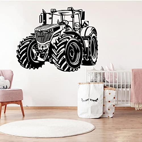 HEBIQUAN Offroad Traktor Vinyl Wandtattoo Bauernhof Traktor Wandtattoo Spielzimmer Geländewagen LKW Wandtattoo Bauernhaus, schwarz, 51x42cm von HEBIQUAN