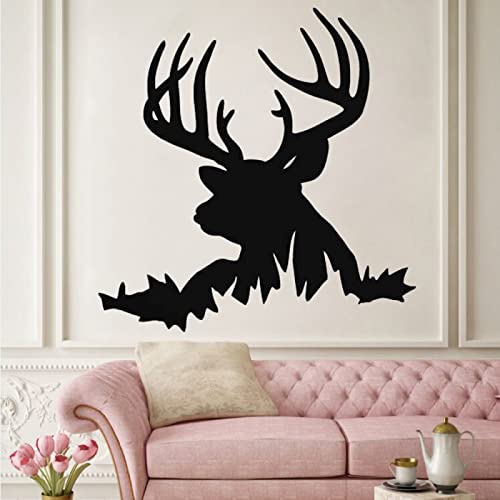 HEBIQUAN Wall Art Decal Deer Wall Decal Animal Wall Decal Vinyl Wall Sticker Mural Removable,schwarz,110X116CM von HEBIQUAN