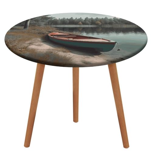 HEBVNJF Runde Tischdecke mit elastischem Rand, Stretch-Boot am Ufer, wasserdichte Picknick-Tischabdeckung für runden Tisch HEBVNJF Runde Tischdecke mit elastischem Rand, Stretch-Boot am Ufer, wasserdichte Picknick-Tischabdeckung für runden Tisch von HEBVNJF