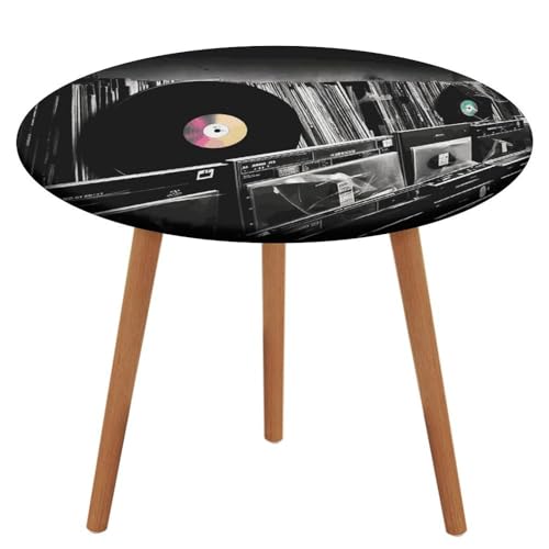 HEBVNJF Runde Tischdecke mit elastischem Rand, Stretch-Vinyl-Schallplatten, wasserdichte Picknick-Tischabdeckung für runde Tische, Esszimmer von HEBVNJF