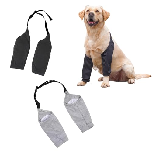 HECHKJ 2 Stück Ellenbogenschoner Hund, Schwarz und Grau Netzstruktur Kniebandage Hund, Größe XXL Verstellbar Ellenbogenbandage Hund, zum Schutz der Gelenke und Knie von Hunden HECHKJ 2 Stück Ellenbogenschoner Hund, Schwarz und Grau Netzstruktur Kniebandage Hund, Größe XXL Verstellbar Ellenbogenbandage Hund, zum Schutz der Gelenke und Knie von Hunden von HECHKJ