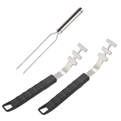 HECHKJ Edelstahlkopf Grillrost - Heber, 2 Stück 27 cm Grillrostheber und 29 cm Gabeln, Langer Griff Hitzebeständige Grillrostheber, für Familiengebrauch, Camping - Ausflüge, Grillstände HECHKJ Edelstahlkopf Grillrost - Heber, 2 Stück 27 cm Grillrostheber und 29 cm Gabeln, Langer Griff Hitzebeständige Grillrostheber, für Familiengebrauch, Camping - Ausflüge, Grillstände von HECHKJ