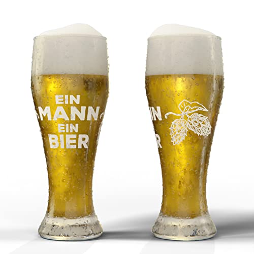 HECHTTAG Bierglas Ein Mann ein Bier Spruch Geschenk für den Mann Vatertag Lustig Edel von HECHTTAG