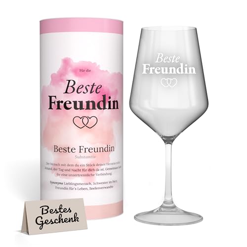 HECHTTAG Weinglas XL I Beste Freundin Gravur (530ml) mit Geschenkbox | Geschenke für beste Freundin zum Geburtstag, Weihnachten | Geburtstagsgeschenk | Best Friends Geschenkidee von HECHTTAG