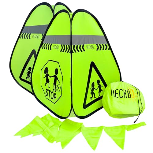 HECKBO 2X Pylone Achtung Kinder Schild spielende Pylonen Pylone + Wimpelkette - Kinder Straßenpylone Kinder Sicherheit Safety Pop Up Set HECKBO 2X Pylone Achtung Kinder Schild spielende Pylonen Pylone + Wimpelkette - Kinder Straßenpylone Kinder Sicherheit Safety Pop Up Set von HECKBO