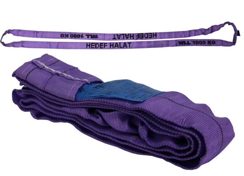 HEDEF HALAT Rundschlinge mit Einfachmantel 1 Tonne 4 Meter SF: 7/1 DIN EN 1492-2 Hebeband von HEDEF HALAT