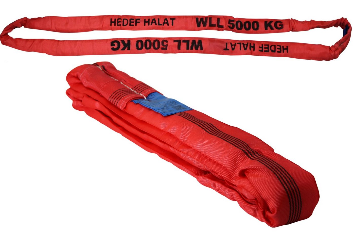 HEDEF HALAT Rundschlinge mit Einfachmantel 5 Tonnen 2.5 Meter SF: 7/1 DIN EN 1492- Hebeband, Rundschlingen Bandschlinge Hebegurt 2.5 m (umfang 5 m) von HEDEF HALAT