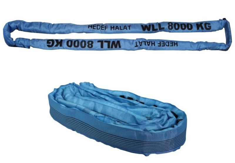 HEDEF HALAT Rundschlinge mit Einfachmantel 8 Tonnen 2 Meter SF: 7/1 DIN EN 1492-2 Hebeband von HEDEF HALAT