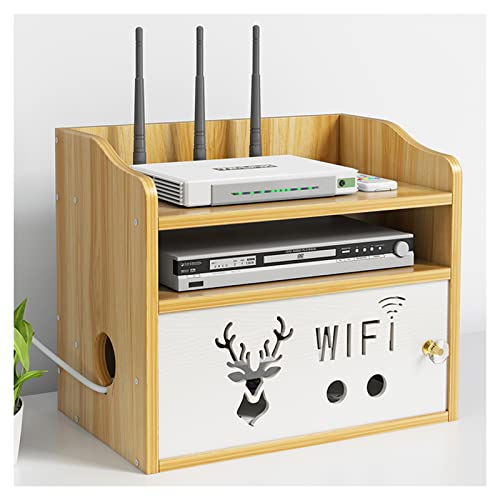 HEDGHOG Dekorative WiFi-Uter-Aufbewahrungsbox, kabelloses Uter-Sort-Out-Hider-Wandregal aus Holz, B von HEDGHOG