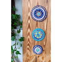 Zaundecko, Wandschmuck 3 Stk.set, Keramik Handgemacht von HEDISARTNATUR