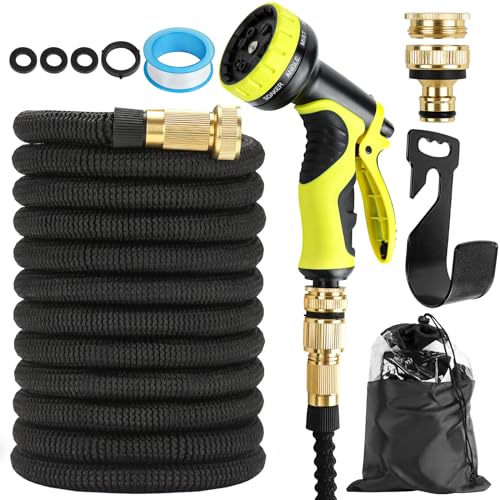 HEDMON Flexibler Gartenschlauch 15 M, Ausdehnbarer Wasserschlauch mit 10 Funktionen Sprühdüse mit Adapter aus Messing Gartenschlauch für Bewässerung Gartenreinigung Autowäsche Gießen von HEDMON