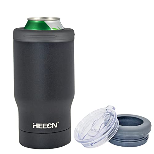 HEECN® Vakuum-Bierkühler - Dosen- und Flaschenhalter - Bierkühlerhülle - Isolierbecher mit Deckel und Flaschenöffner - Thermoskanne 330ml (Schwarz) von HEECN