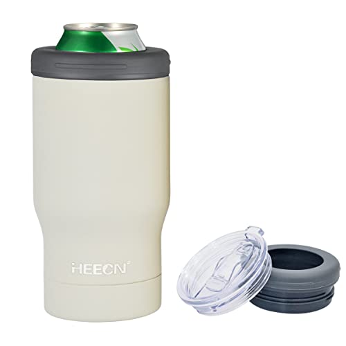 HEECN® Vakuum-Bierkühler - Dosen- und Flaschenhalter - Bierkühlerhülle - Isolierbecher mit Deckel und Flaschenöffner - Thermoskanne 330ml (Weiß) von HEECN