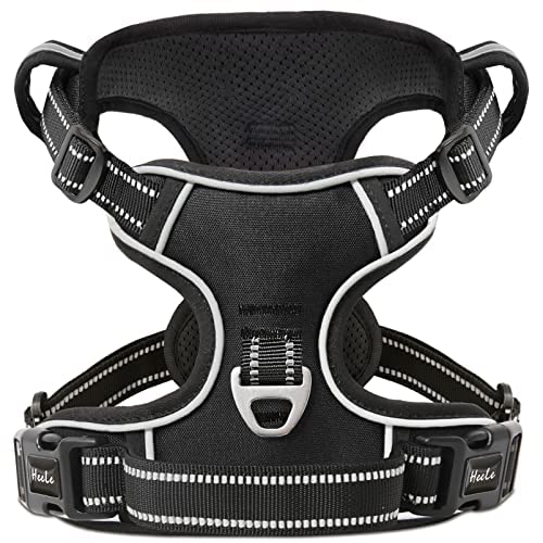 HEELE No-Pull Hundegeschirr, Brustgeschirr für Kleine Hunde, Weich Atmungsaktiv Einstellbar Reflektierend Hundegeschirr Anti Zug mit Gepolstert Griff, Schwarz, XS von HEELE