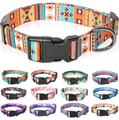 HEELE Hundehalsband, Hunde Halsband für Welpen Kleine Mittlere Große Hunde, Gemustertes Hundehalsbänder Verstellbares, Komfort, Robustem HundeHalsband, Bohemian Orange, S von HEELE