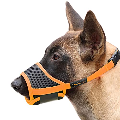 HEELE Maulkorb Für Hunde, Verstellbare Schlaufe, Atmungsaktiv, Sicherer, Schneller Sitz Für Kleine, Mittelgroße Hunde, Verhindert Das Beißen, Kauen Und Bellen (XS, Orange) von HEELE