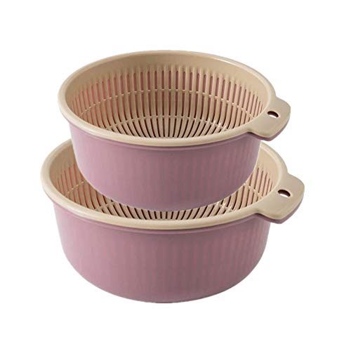HEELPPO Durchschlag Sieb Sink Nudelsieb Reis Abflusskorb Aus Kunststoff KüChensieb Kann HäNgen Multifunktionale Verwendung Hohles Design Zwei Als Set Pink,2PCS von HEELPPO