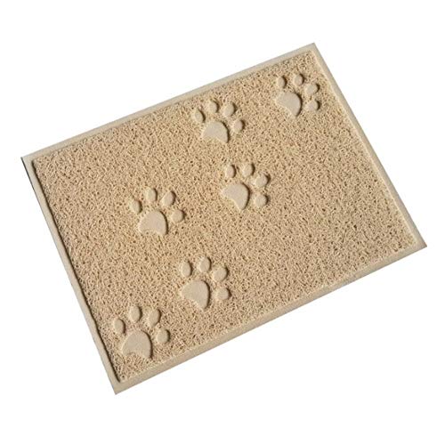 HEELPPO Fressnapf Unterlage Katzenstreu Matte Kitten Litter Tray Mat Katzenstreufänger Mat Katzenstreumatte waschbar Katzenfütterungsmatte Hundenapf Mat Cream Colored von HEELPPO