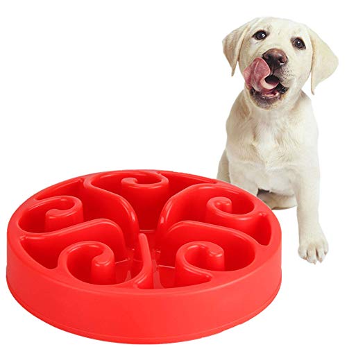 HEELPPO Futternapf Hund Katzennapf rutschfest Katzenfutterschale Große Hundenapf Interaktive Hundefutterautomaten Katzen Puzzle Feeder Ungiftige Puzzle Bowl red von HEELPPO
