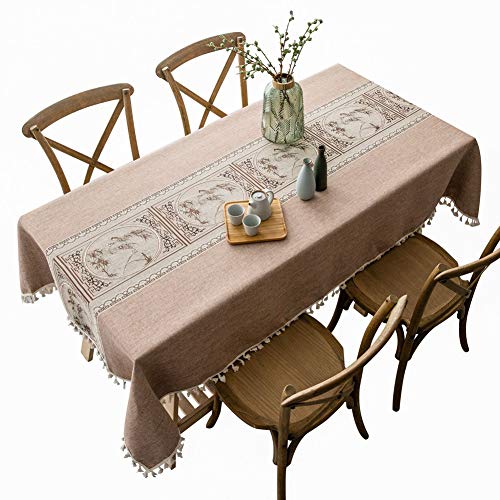 HEELPPO Tischdecke Abwaschbar Tischdecke Stoff-Tischdecke Rechteckige Tischdecke Baumwoll-Tischdecke Couchtisch-Tischdecke 140X240,Coffee von HEELPPO