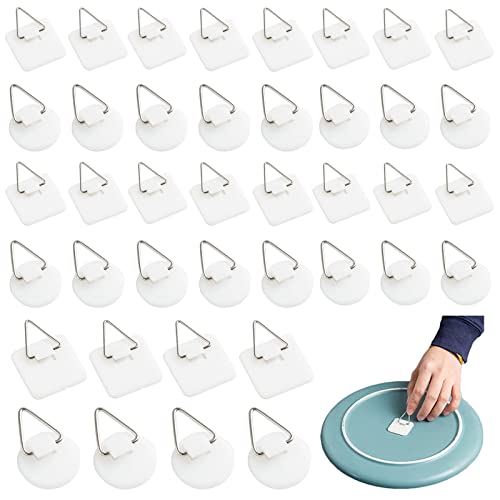 40 Stück Unsichtbare Selbstklebende Telleraufhänger,Klebehaken Bilder Bilderrahmen Haken Selbstklebend,Weiß Kunststoff Vertikale Plattenhalter für Bilder, Teller und Deko Objekte(25MM) von Hafeehoo