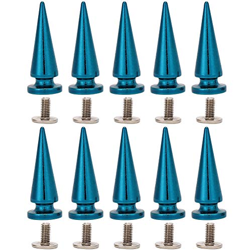 10 stücke 10x26mm große größe kegel spikes punk nieten bolzen schraube baum form zurück spikes für diy leder schuhe jacke handwerk kleidersack(Blau) von HEEPDD