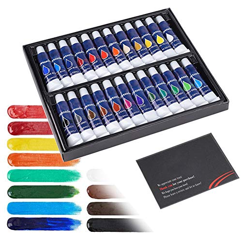 12 ml Acrylfarbe Set, 24 Farben Umweltfreundliche Acrylpigment DIY Malerei Zeichnung Zubehör Bunte Farbe Set Professionelle Kunst Malerei Supplies KitZeichensets von HEEPDD