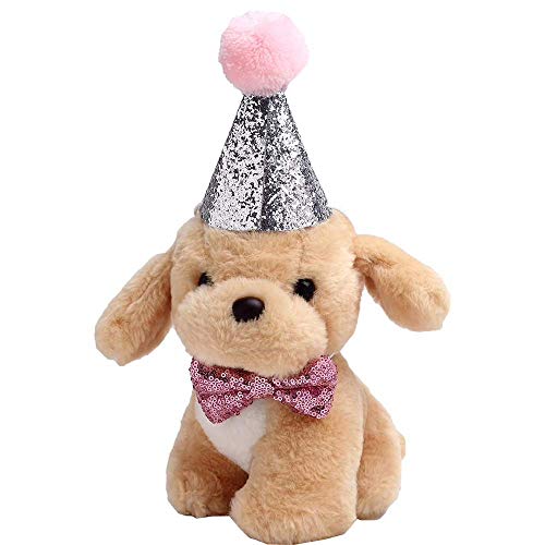 2 Stück Geburtstag Hut, Haustier Hund Katze Geburtstag Caps Wiederverwendbare Headwear Bowknot Party Kostüm perfekte Hund oder Welpen Geburtstagsgeschenk [Rosa] Plüschtiere von HEEPDD