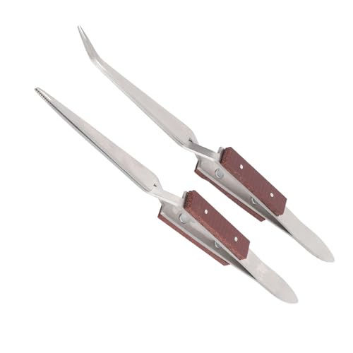 Lötpinzetten-Set, 2-teilig, Edelstahl mit Holzgriff, Gerade und Gebogen, für Schmuckreparatur Lötpinzetten-Set, 2-teilig, Edelstahl mit Holzgriff, Gerade und Gebogen, für Schmuckreparatur von HEEPDD