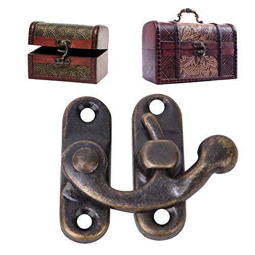 30 Stücke Kleine Box Latch Hasps, Antike Rechte Latch Haken Haspe Retro Stil Eisen Latch Haken Haspe für Schmuck Geschenkboxen mit 120 stücke Ersatzschrauben(Bronze Linker Karabinerhaken) von HEEPDD