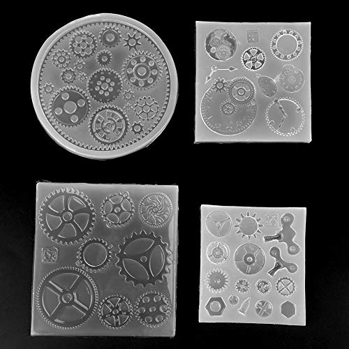 4 stücke Silikonform, 3D Silikonformen Handgemachte Handwerk Machen Formen Harzguss Handwerk Werkzeug Einschließlich Getriebe Schokoladenkuchen FondantformModellieren & Gießen von HEEPDD